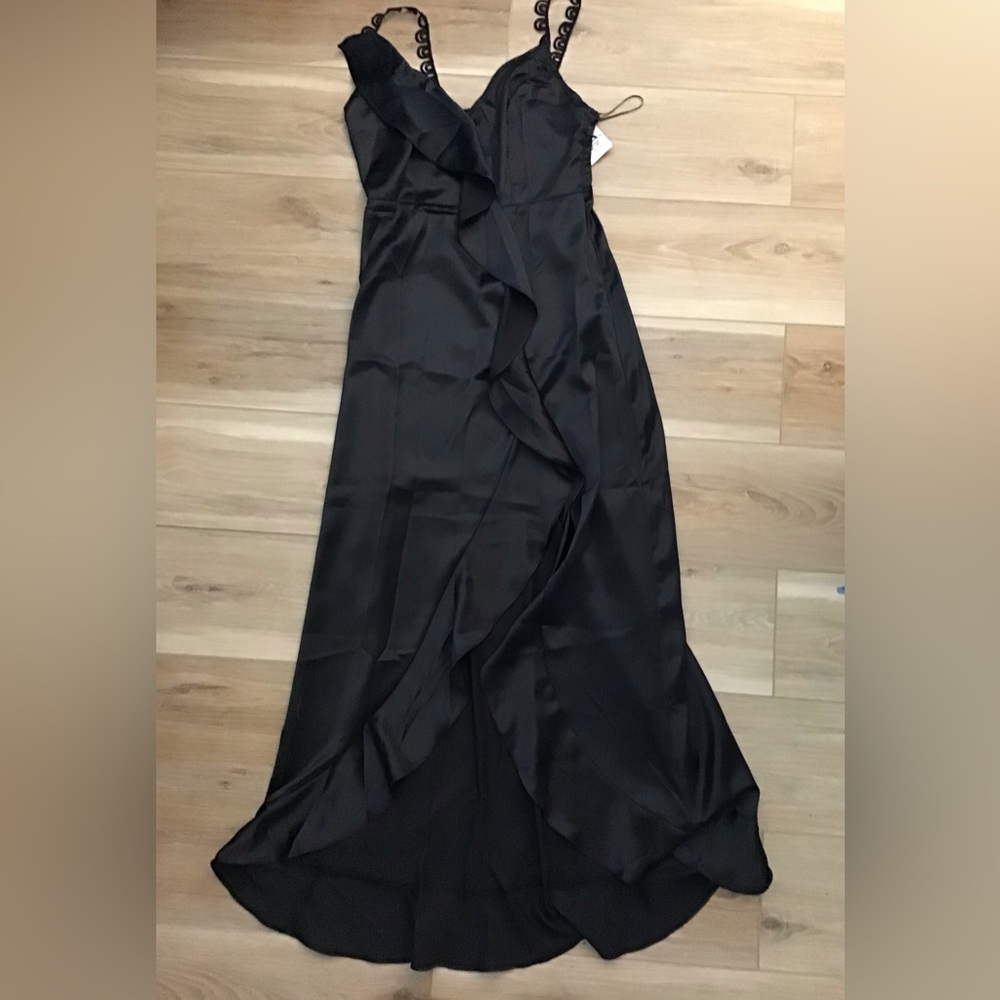 One One Six Harare Satin Ruffle Maxi Dress S NWT